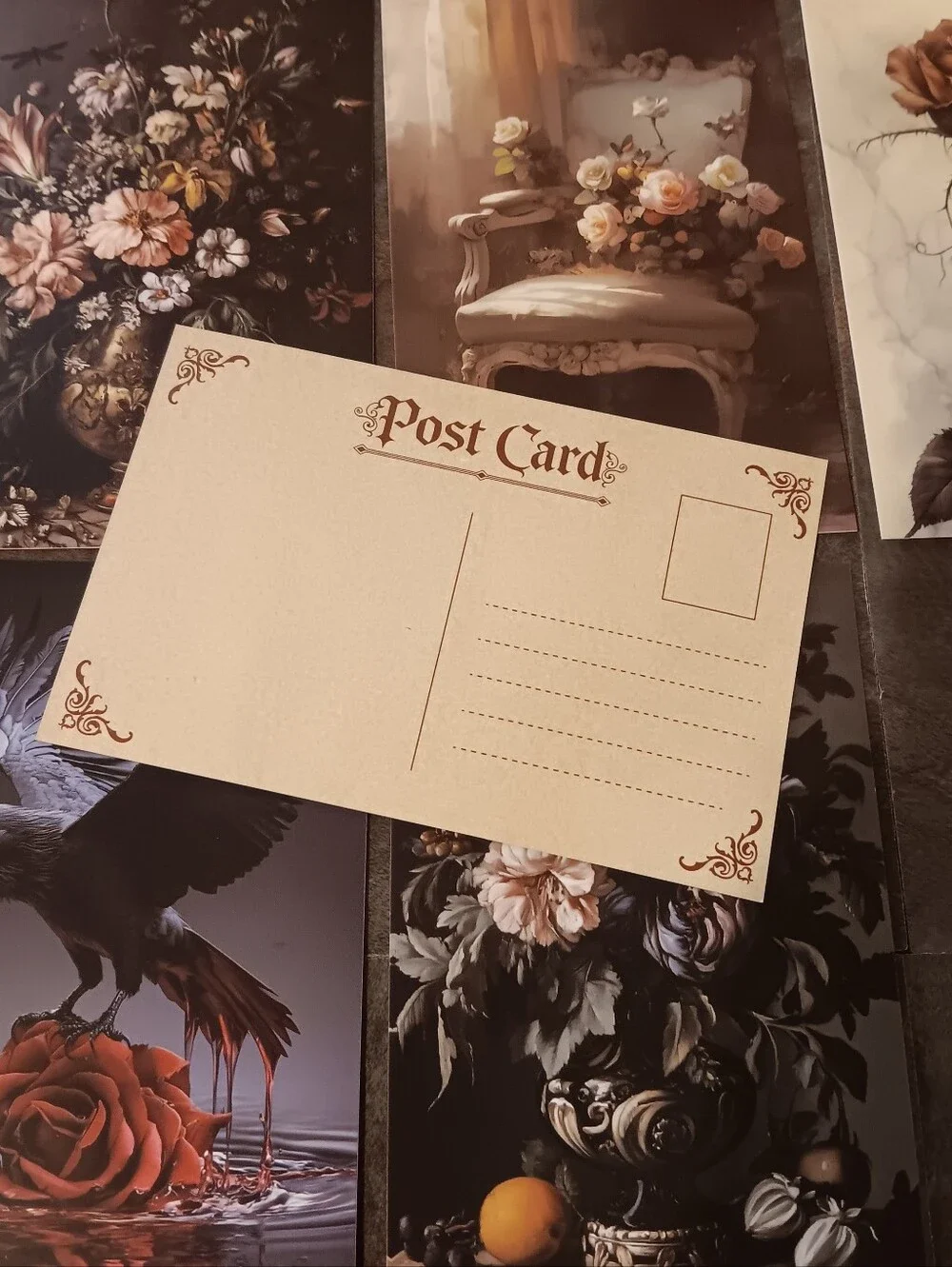 Dark Gothic Postcard Set Of 6, Academia Art Print Correspondence Notes 4x6